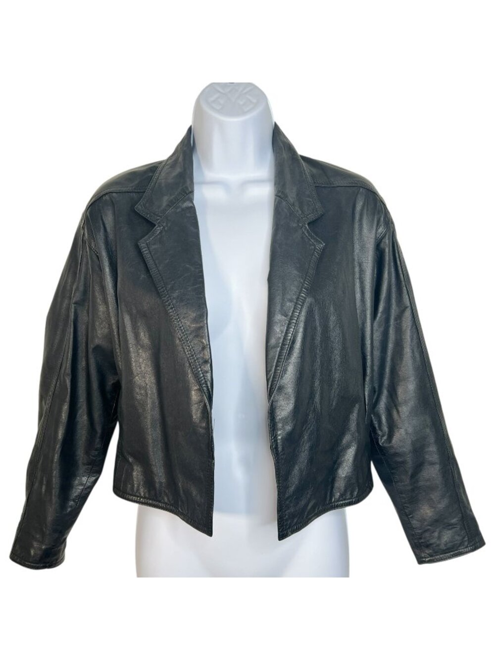 Vintage 80s Charley's Leather Cropped Moto Jacket Black Korea XS/ Small